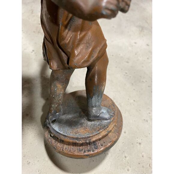 Antique Boy Statue Lamp Chandelier Part Copper - Picture 7 of 10